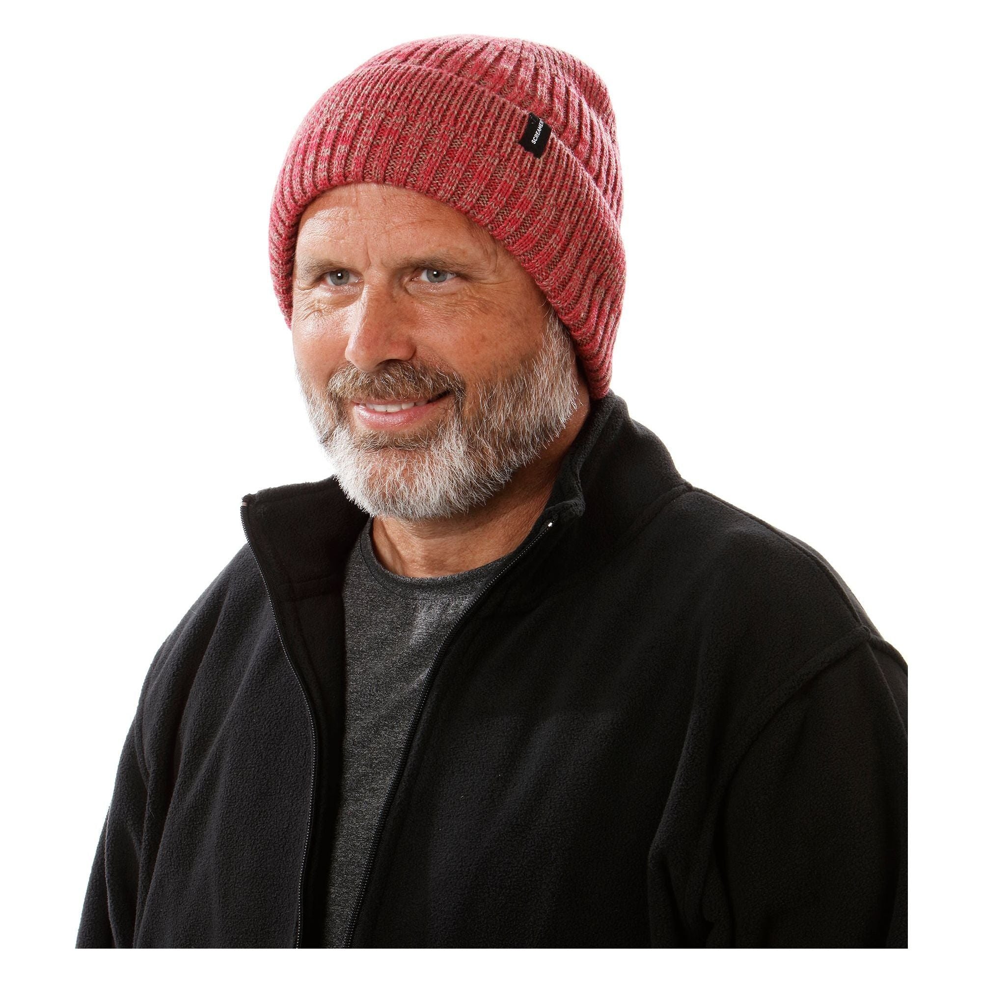 Screamer Milo Mens Red Beanie On Model