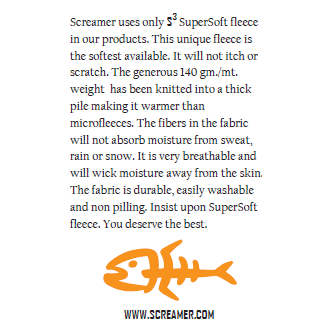 Screamer Super Soft Fleece Description Hangtag
