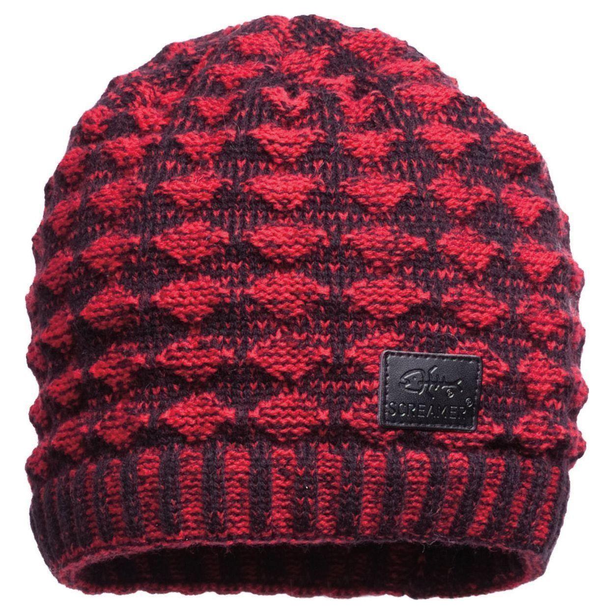 Screamer Diamond Waffle Beanie - Red