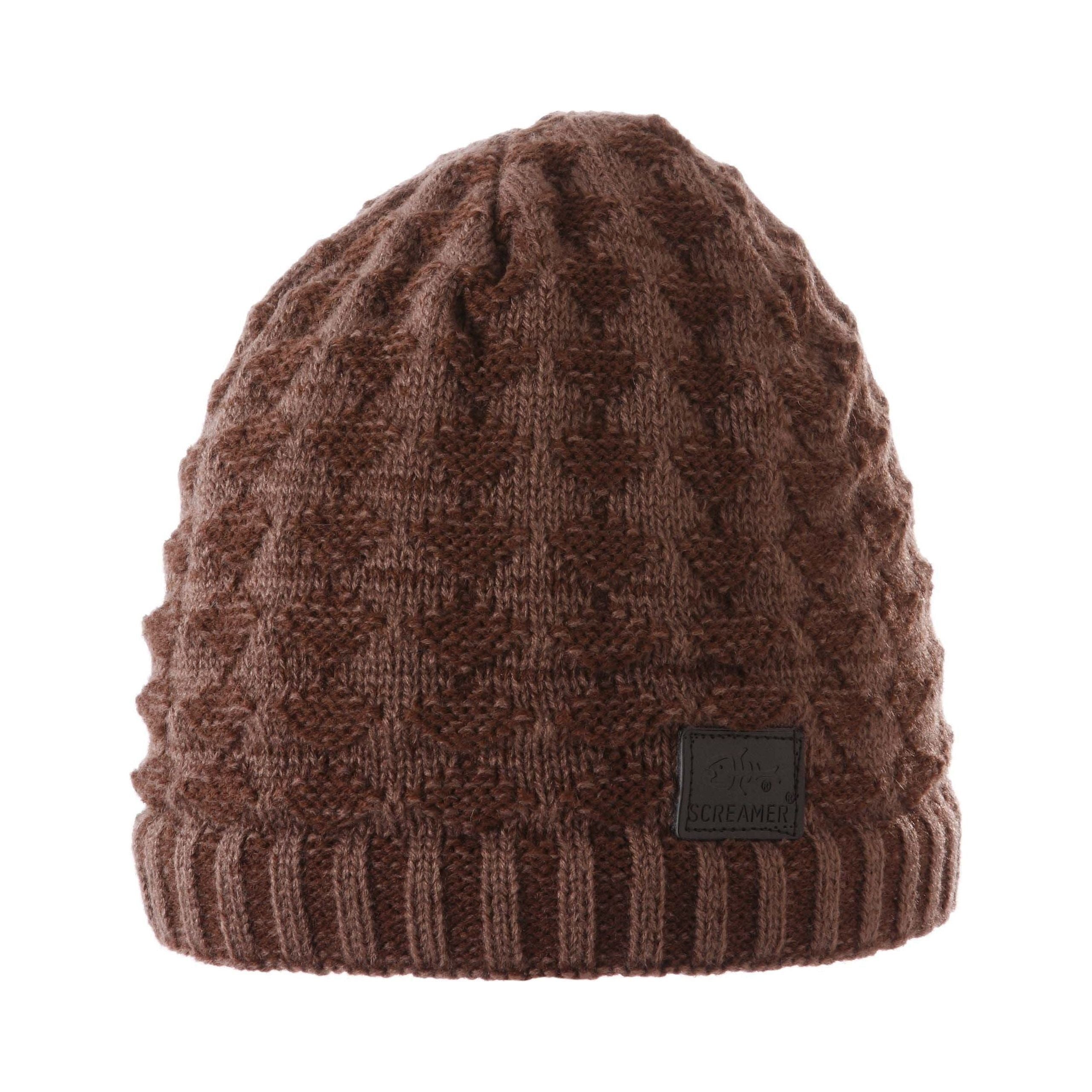 Screamer Diamond Waffle Beanie - Brown